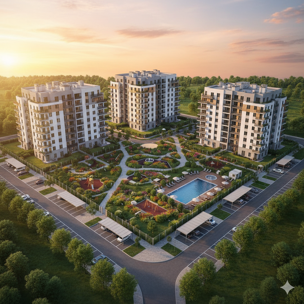 Konut sitesi – 4 blok, çevre düzenleme dahil.