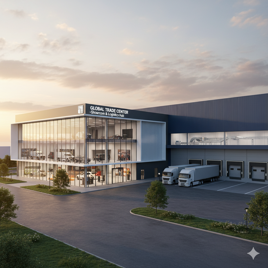 Ticari yapı – showroom ve depo entegrasyonu.